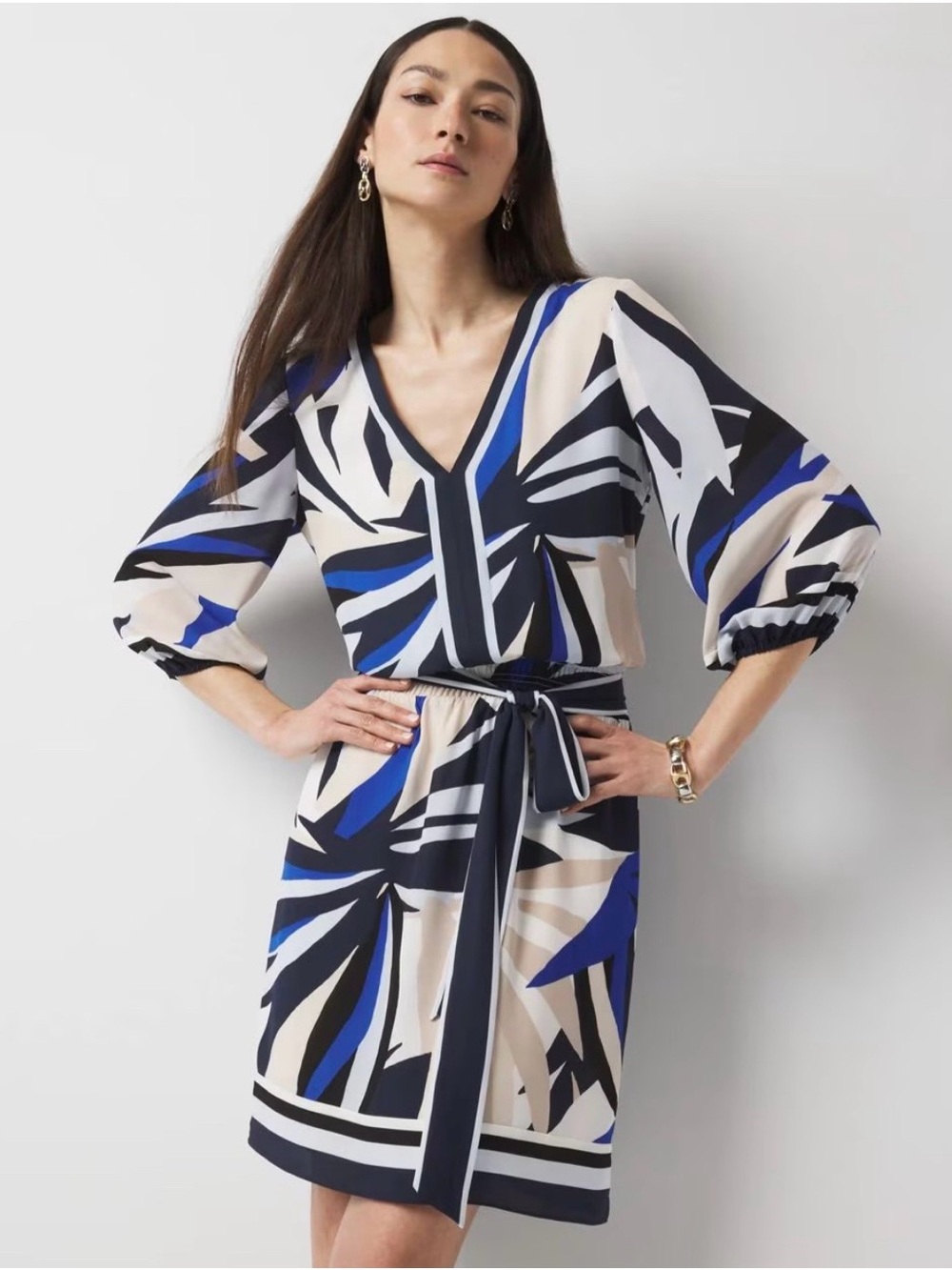 White House Black Market Palm Print Wrap Dress NWT